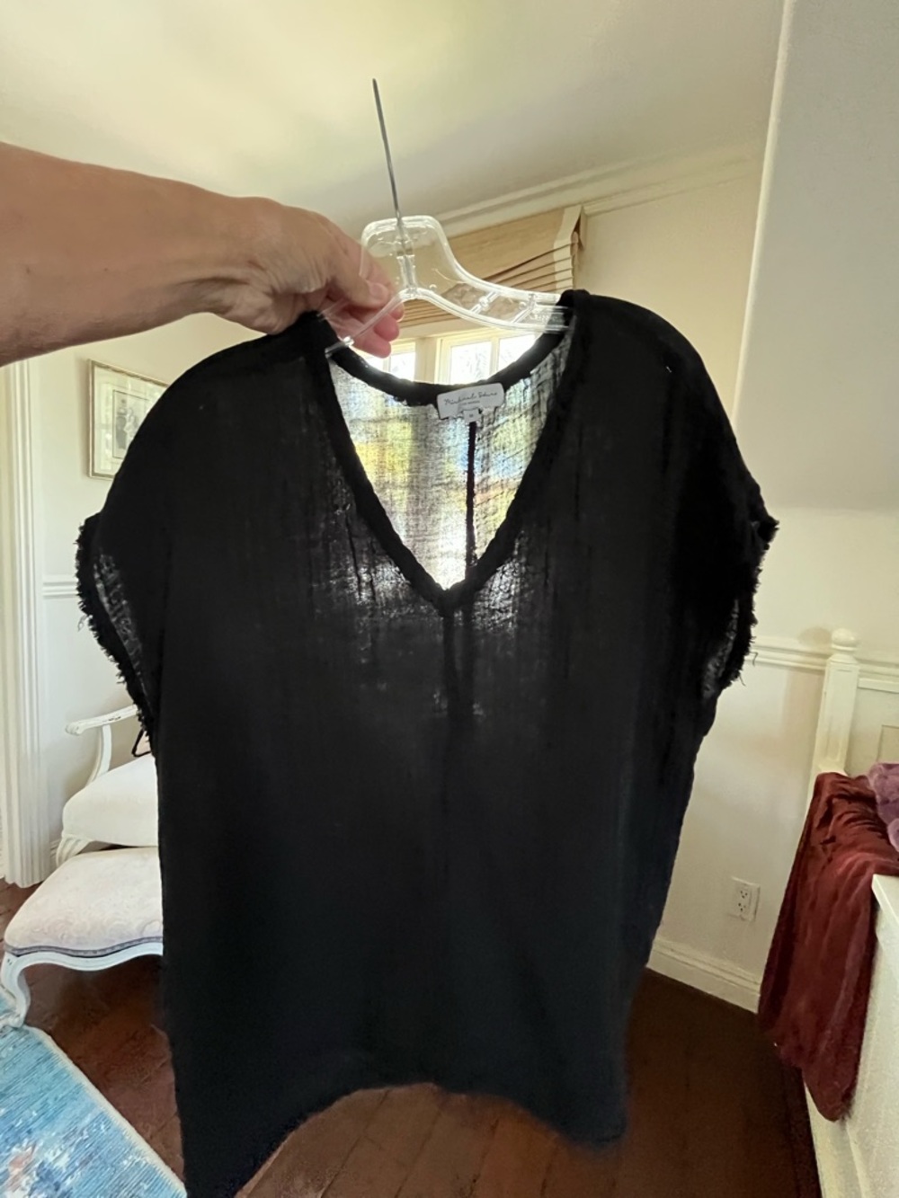 Michael Stars Black Gauze V-Neck Top M